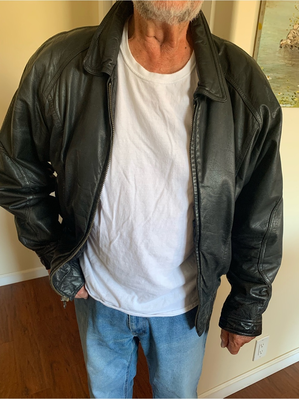 Members Only Black Leather Bomber Jacket